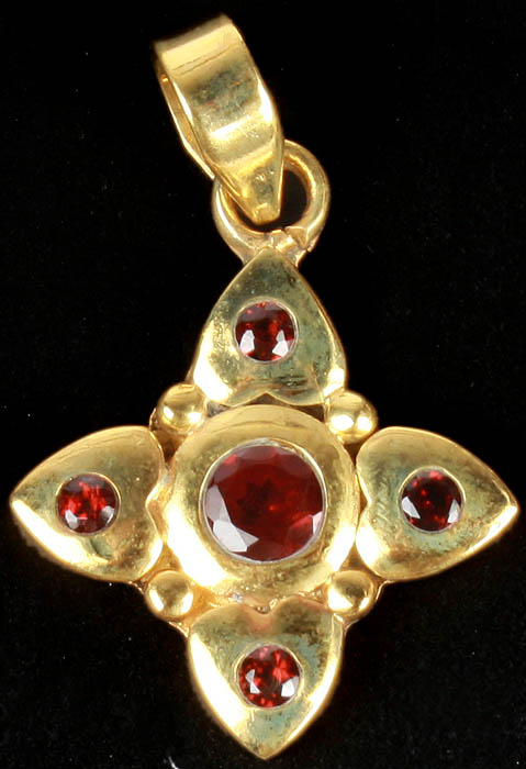 Faceted Garnet Gold Plated Pendant
