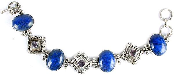 Lapis Lazuli and Amethyst Bracelet