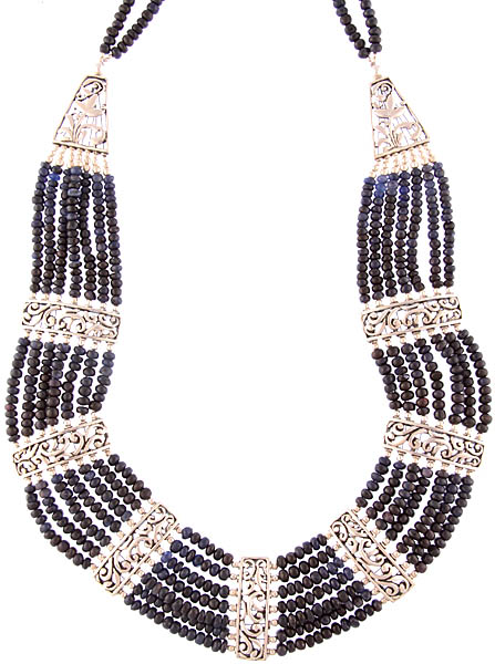 Faceted Blue Sapphire Six-strand Necklace