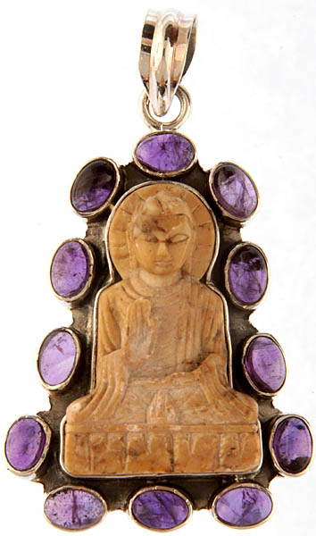 Carved Buddha Pendant with Amethyst