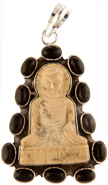 Carved Buddha Pendant with Black Onyx