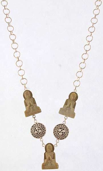 Three Preaching Buddhas (Carved in Stone) Necklace