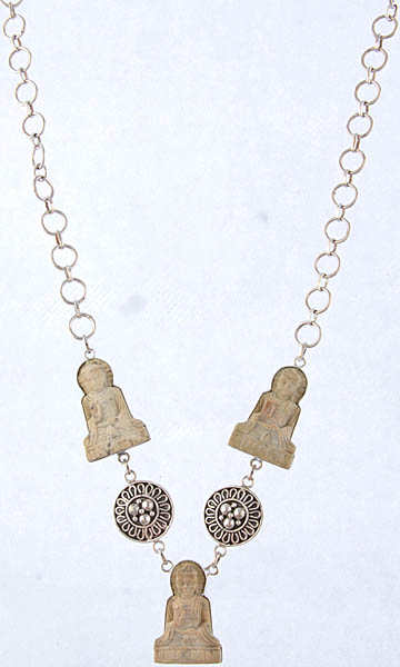 Three Buddhas (Carved in Stone) Necklace