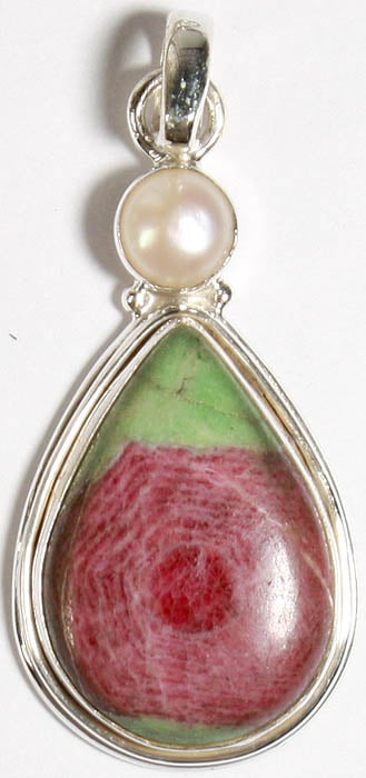 Ruby Zoisite and Pearl Pendant