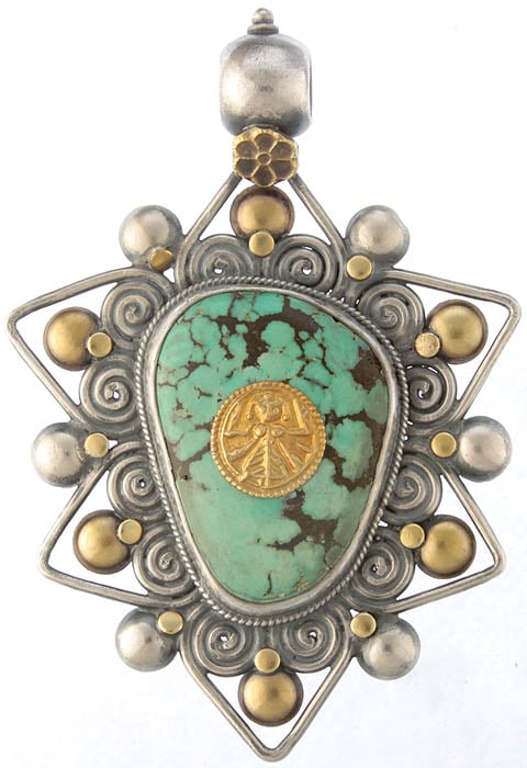 Turquoise Pendant with the Image of Goddess Kali