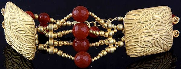 Faceted Carnelian Gold Plated Bracelet