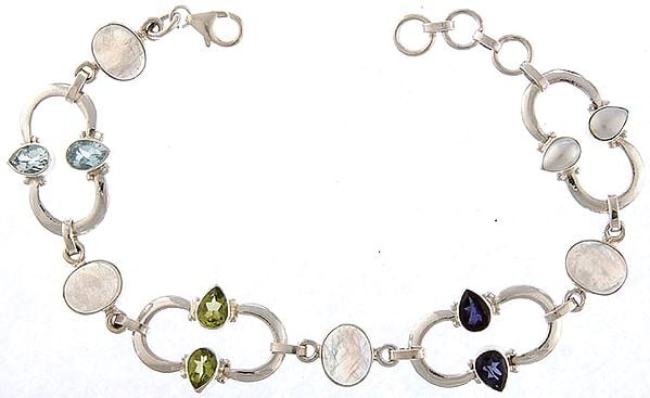 Gemstone Bracelet (Rainbow Moonstone, Peridot and Iolite)