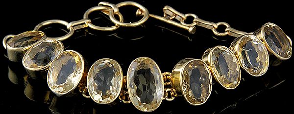 Faceted Citrine Gold Plated Bracelet