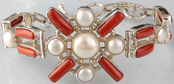 Coral and Pearl Bracelet