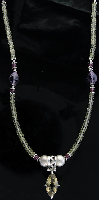 Faceted Lemon Topaz with Amethyst Necklace