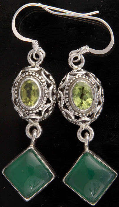 Green Onyx Earrings with Peridot
