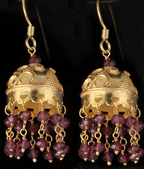 Faceted Tourmaline Gold Plated Earrings