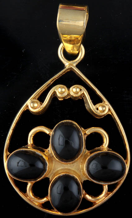 Black Onyx Gold Plated Pendant
