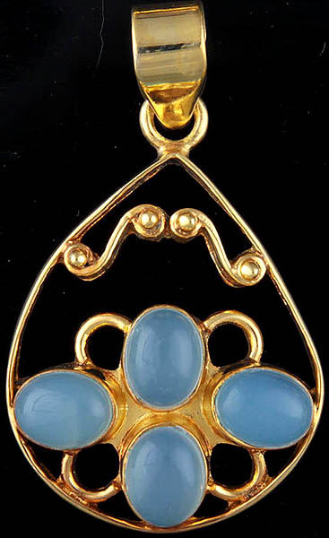 Blue Chalcedony Gold Plated Pendant