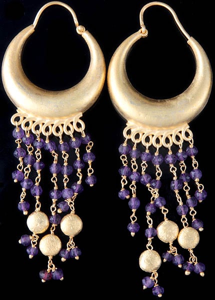 Faceted Amethyst Gold Plated Earrings