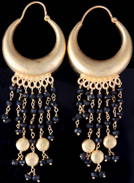 Faceted Black Onyx Gold Plated Earrings
