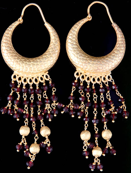 Faceted Garnet Gold Plated Earrings