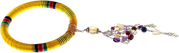 Cord Bracelet with Gemstones (Citrine, Garnet, Amethyst and Lapis Lazuli)