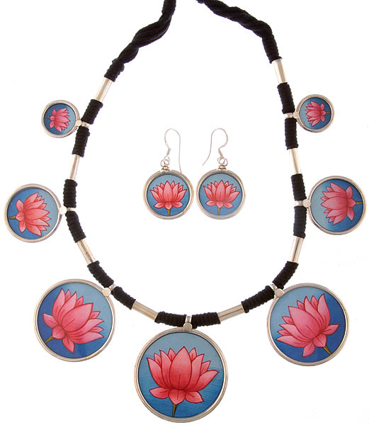 Lotus Necklace with Earrings