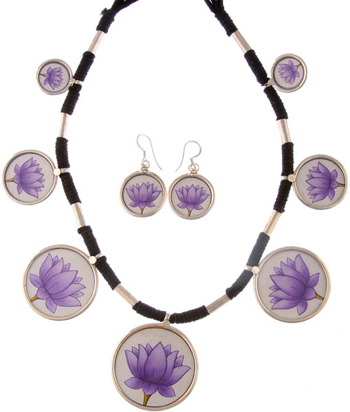 Lotus Necklace with Matching Earrings