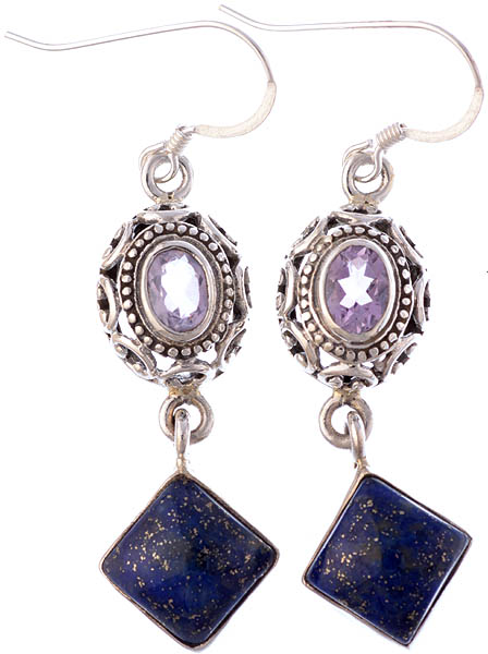 Lapis Lazuli Earrings with Amethyst