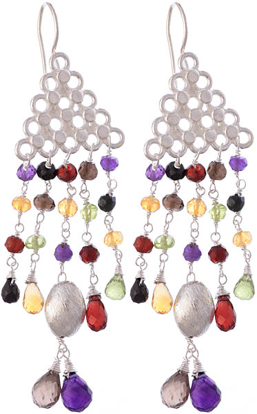 Faceted Gemstone Earrings (Smoky Quartz, Amethyst, Black Onyx, Rainbow Moonstone, Peridot and Garnet)