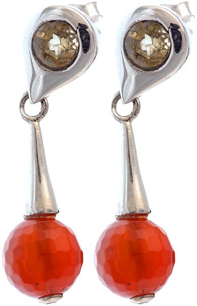Faceted Carnelian Earrings with Citrine