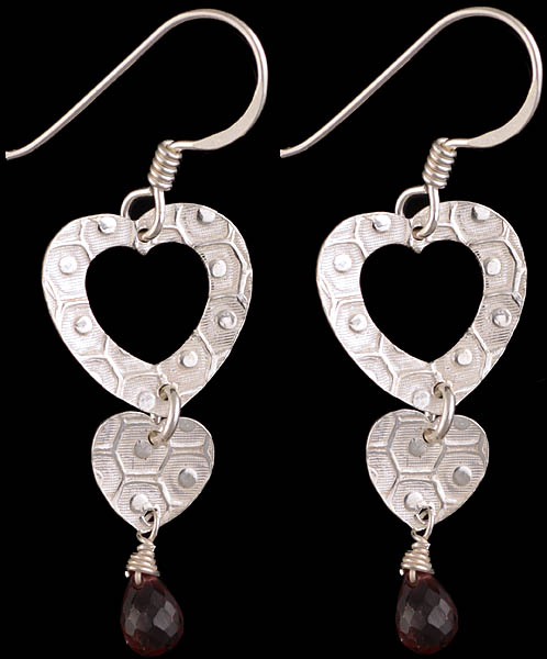 Faceted Dangling Garnet Valentine Earrings