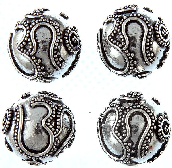 Fine Hand-Crafted Beads Marked with Hari Om (Price Per Pair)