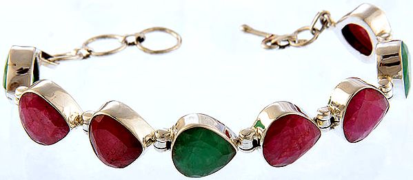 Faceted Ruby and Emerald Bracelet