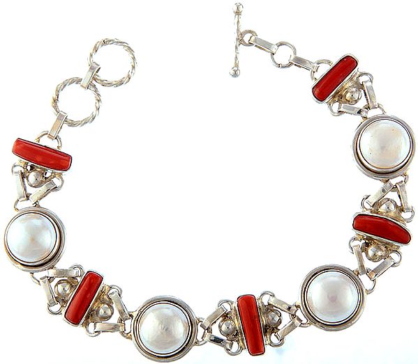 Pearl Bracelet with Coral