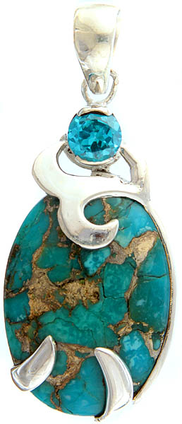 Mohave Turquoise Pendant with Blue Topaz