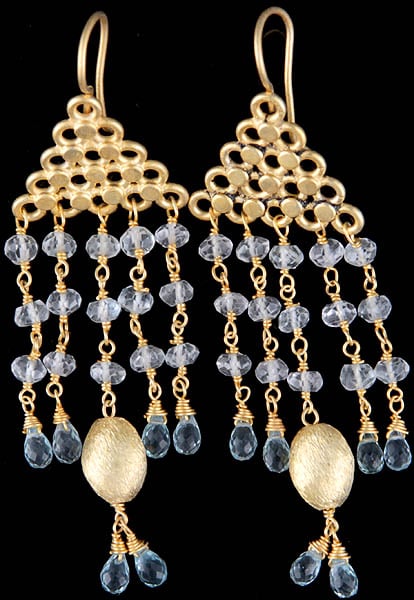 Faceted Aquamarine Gold Plated Earrings