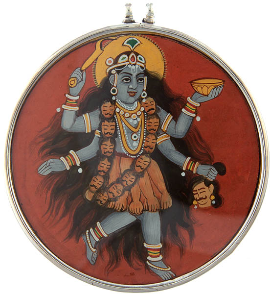 Goddess Kali Pendant with Lord Shiva on Reverse