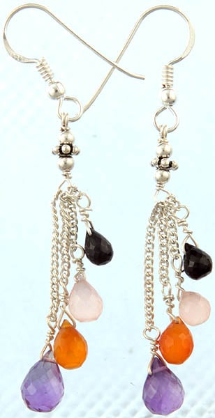 Faceted Gemstone Earrings (Amethyst, Carnelian, Rose Quartz and Black Onyx)