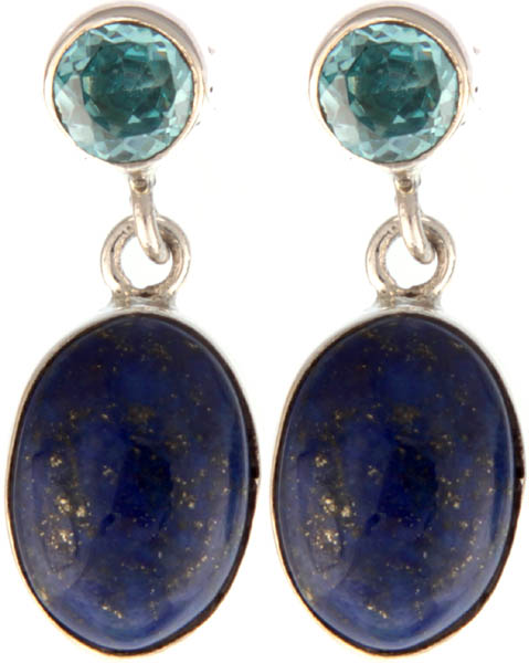 Lapis Lazuli Earrings with Blue Topaz