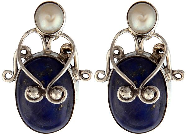 Lapis Lazuli Earrings with Pearl