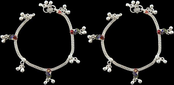 Meenakari Anklets with Ghungroo Bells for Children (Price Per Pair)