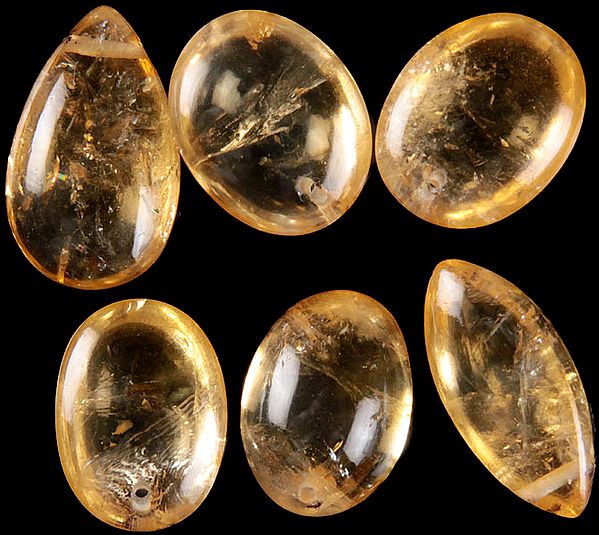 Lot of Six Drilled Citrine Shapes