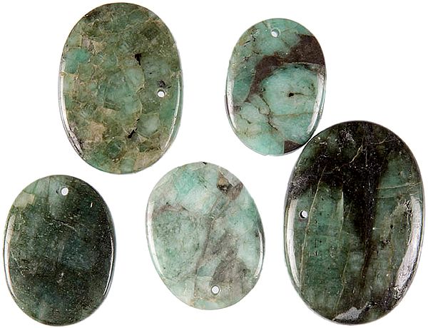 Lot of Five Emerald Top Drilled Ovals
