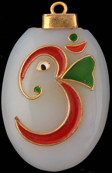 Meenakari Lord Ganesha Om (AUM) Onyx Pendant