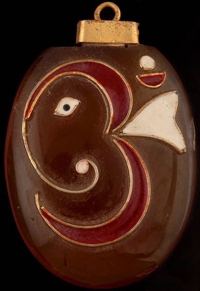 Shri Ganesha Om (AUM) Meenakari Onyx Pendant