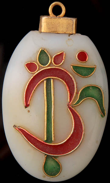 Trident Om (AUM) Meenakari Onyx Pendant with Kundan