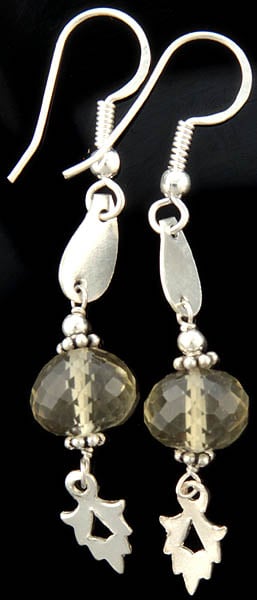 Faceted Lemon Topaz Earrings with Charms