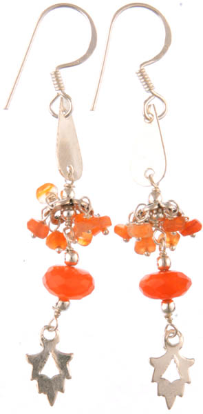 Faceted Carnelian Chandeliers with Charms