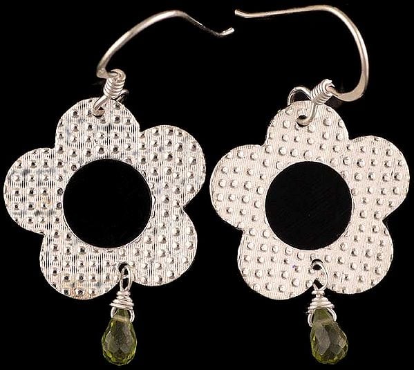 Sterling Earrings with Dangling  Peridot Drop