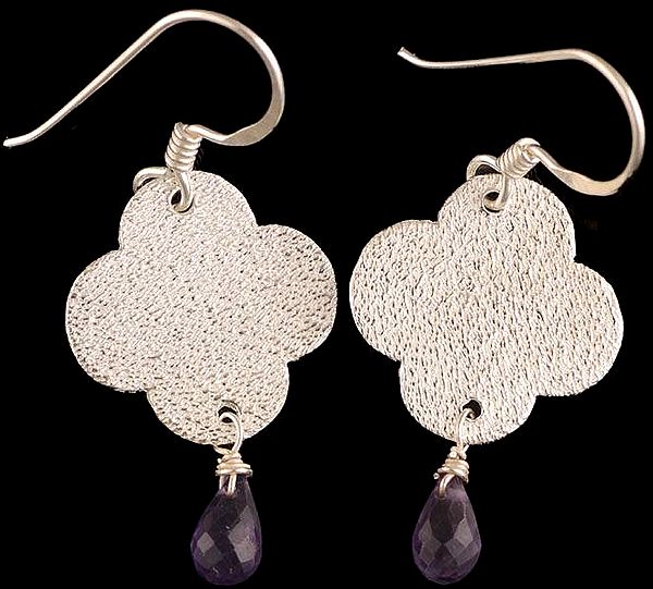 Faceted Amethyst Earrings with Sterling Leaf
