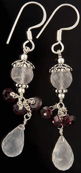 Faceted Crystal Earrings with Garnet