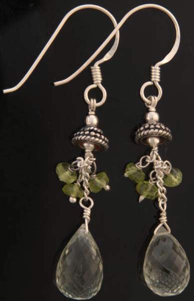 Faceted Green Amethyst and Peridot Earrings