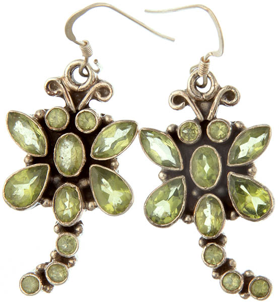 Faceted Peridot Dragonfly Earrings